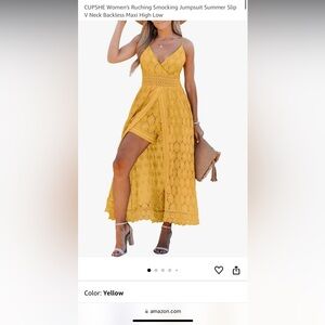 CUPSHE Women's Jumpsuit Summer Slip V Neck Backless Maxi High Low size M